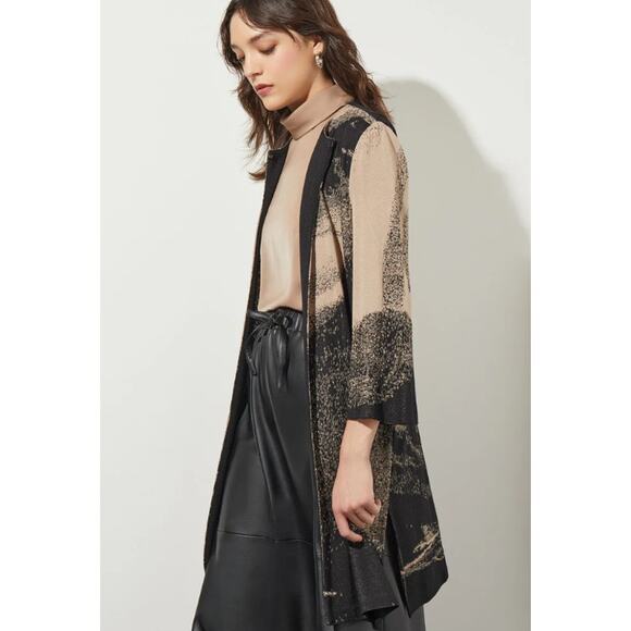 Ming Wang Abstract Jacquard Longline Belted Knit Jacket Size XL - Picture 7 of 14